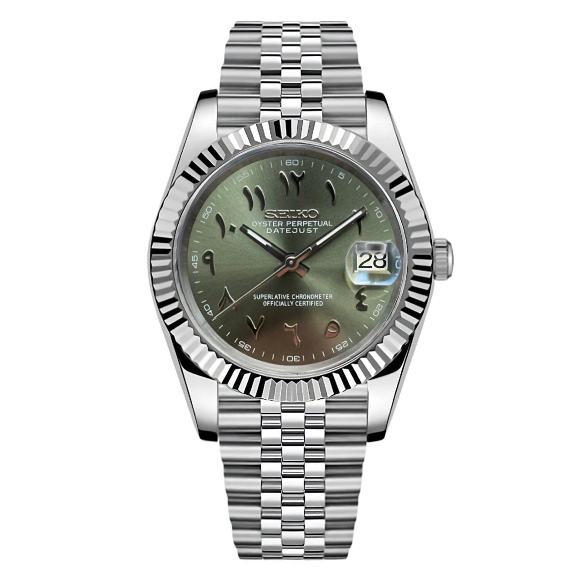 Datejust Mod "Green Arabic" Watch - Somerville Watch Co.