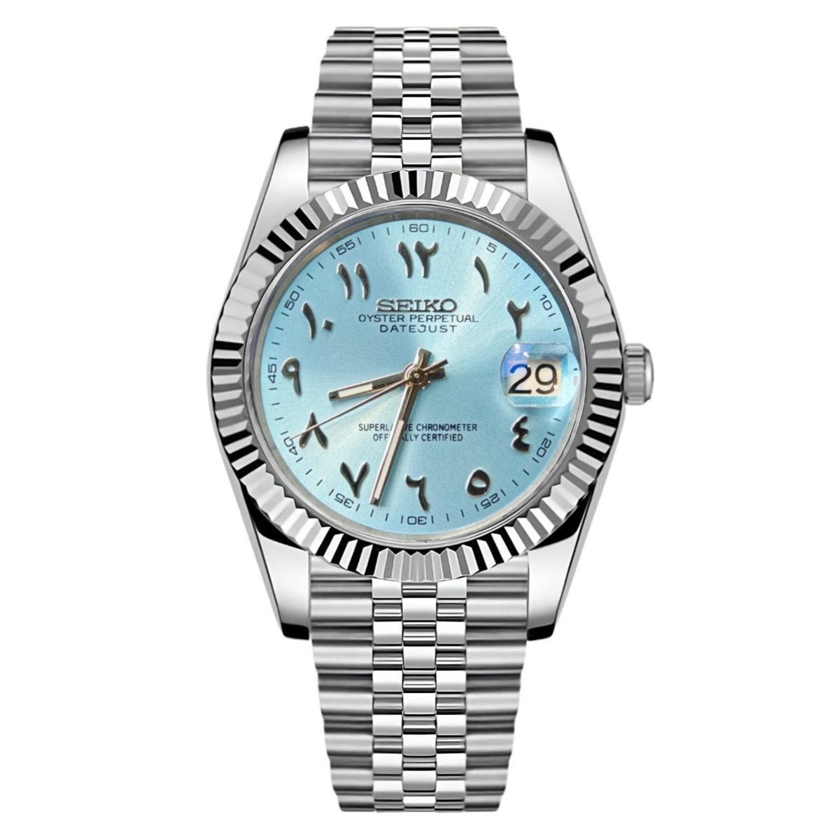 Datejust Mod "Ice Blue Arabic" Watch - Somerville Watch Co.