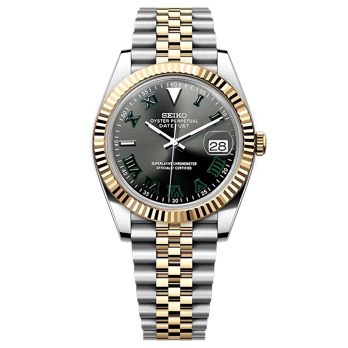 Datejust Mod "Wimbledon" Two - Tone Yellow Gold Watch - Somerville Watch Co.