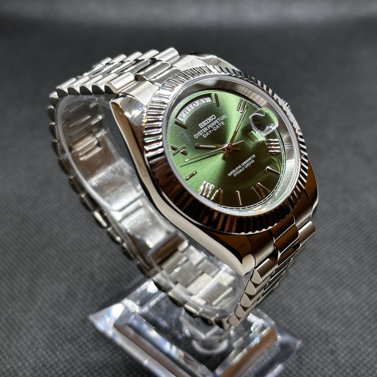 Day - Date Mod "Green Roman" Watch - Somerville Watch Co.
