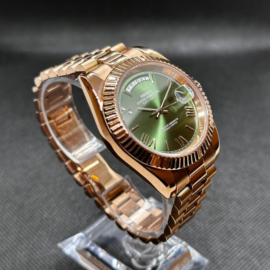 Day - Date Mod "Rose Gold/Green" Watch - Somerville Watch Co.