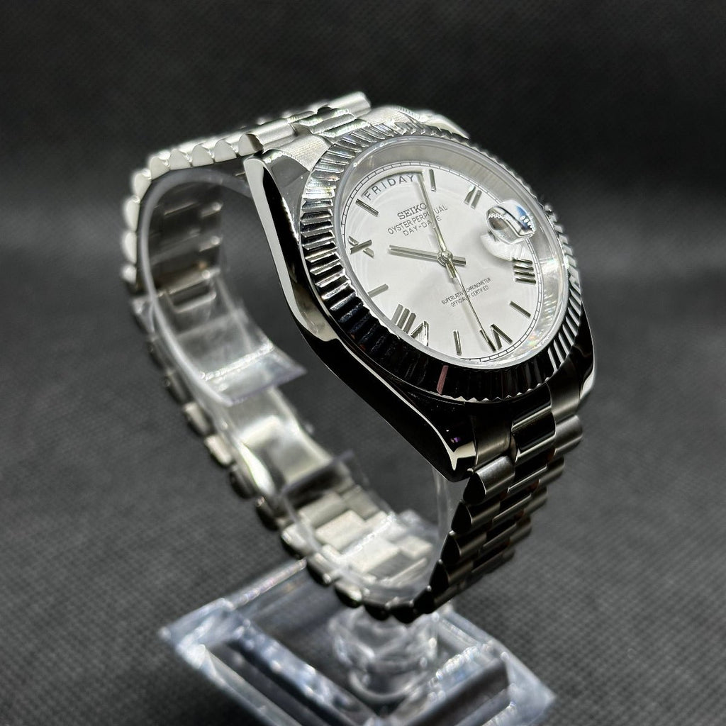 Day - Date Mod "White Roman" Watch - Somerville Watch Co.