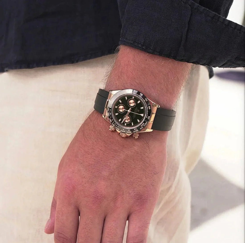 Daytona Mod "Rose Gold/Flex” Chronograph Watch - Somerville Watch Company