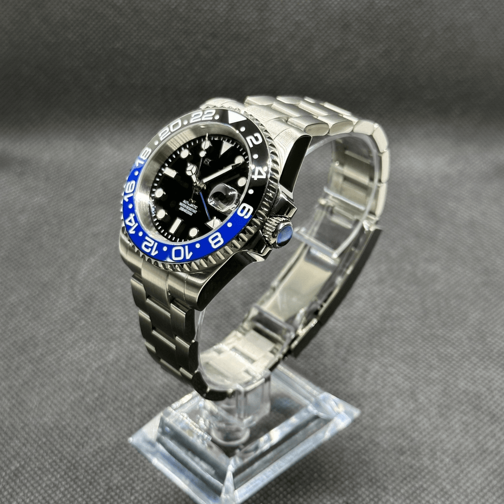 GMT Mod "Batman" Watch (Metallic Logo) - Somerville Watch Co.
