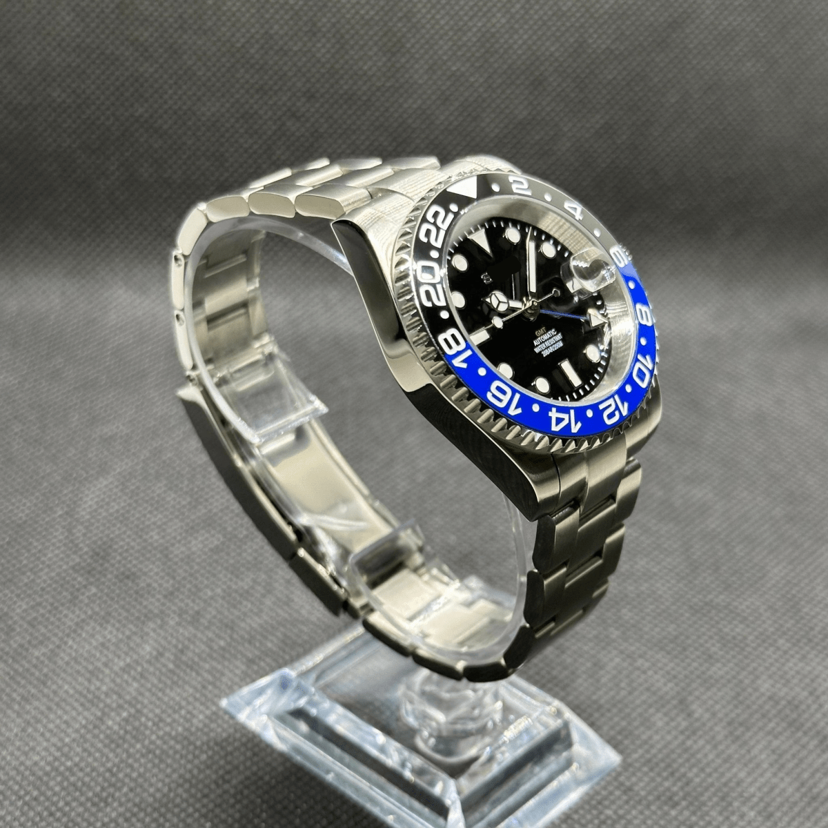 GMT Mod "Batman" Watch (Metallic Logo) - Somerville Watch Co.