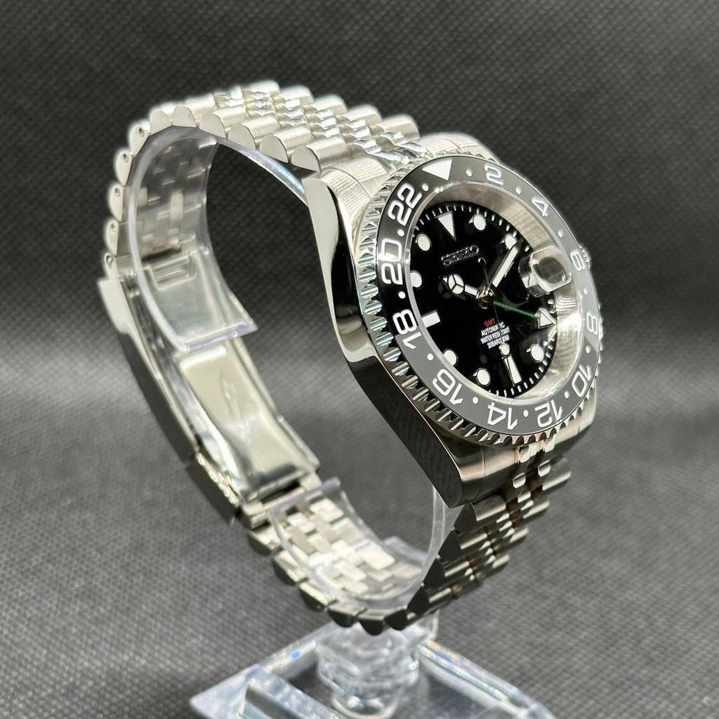 GMT Mod "Bruce Wayne" Watch (Metallic Logo) - Somerville Watch Company