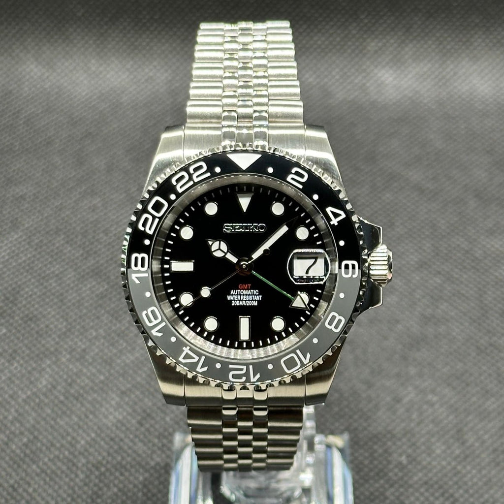 GMT Mod "Bruce Wayne" Watch (Metallic Logo) - Somerville Watch Company