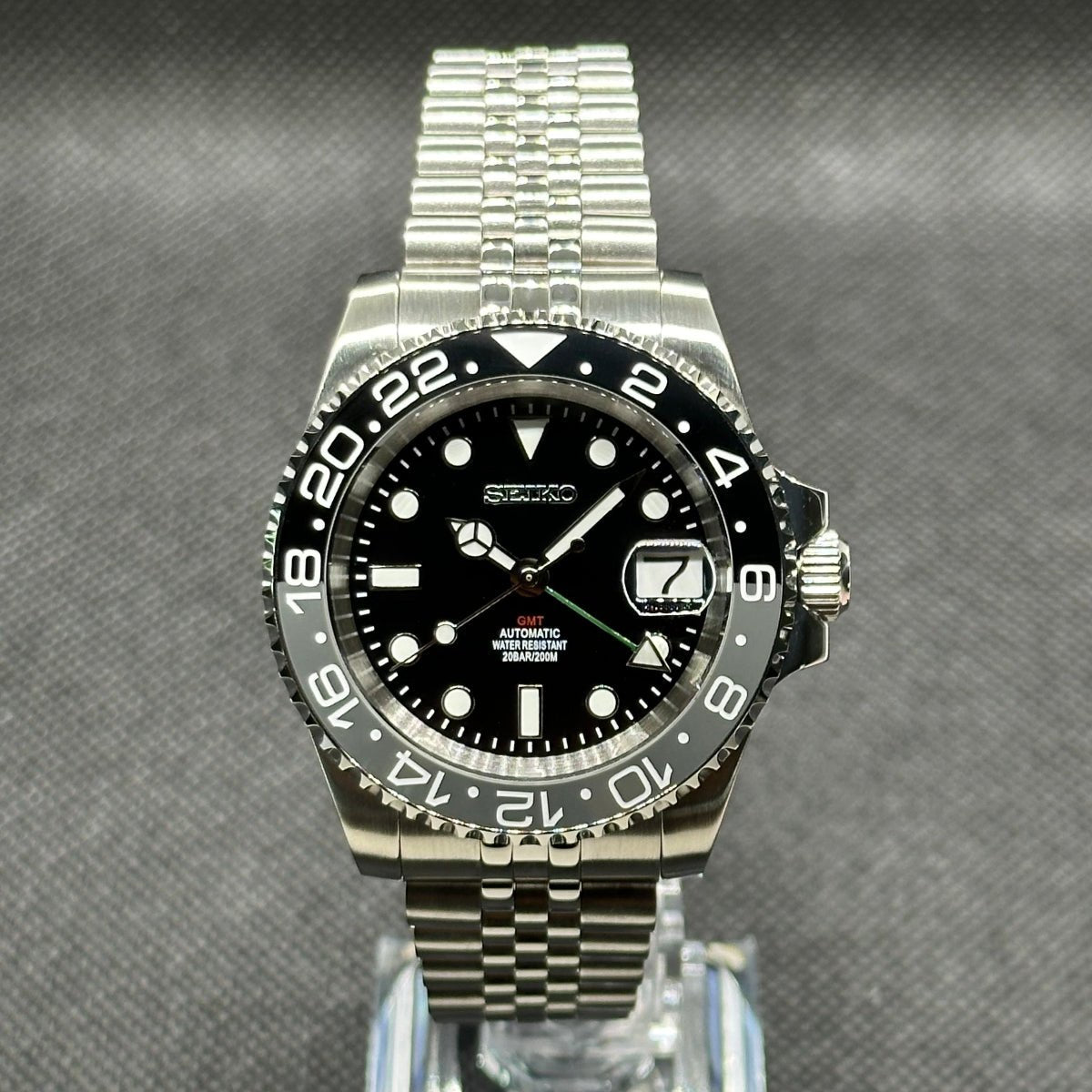 GMT Mod "Bruce Wayne" Watch (Metallic Logo) - Somerville Watch Company