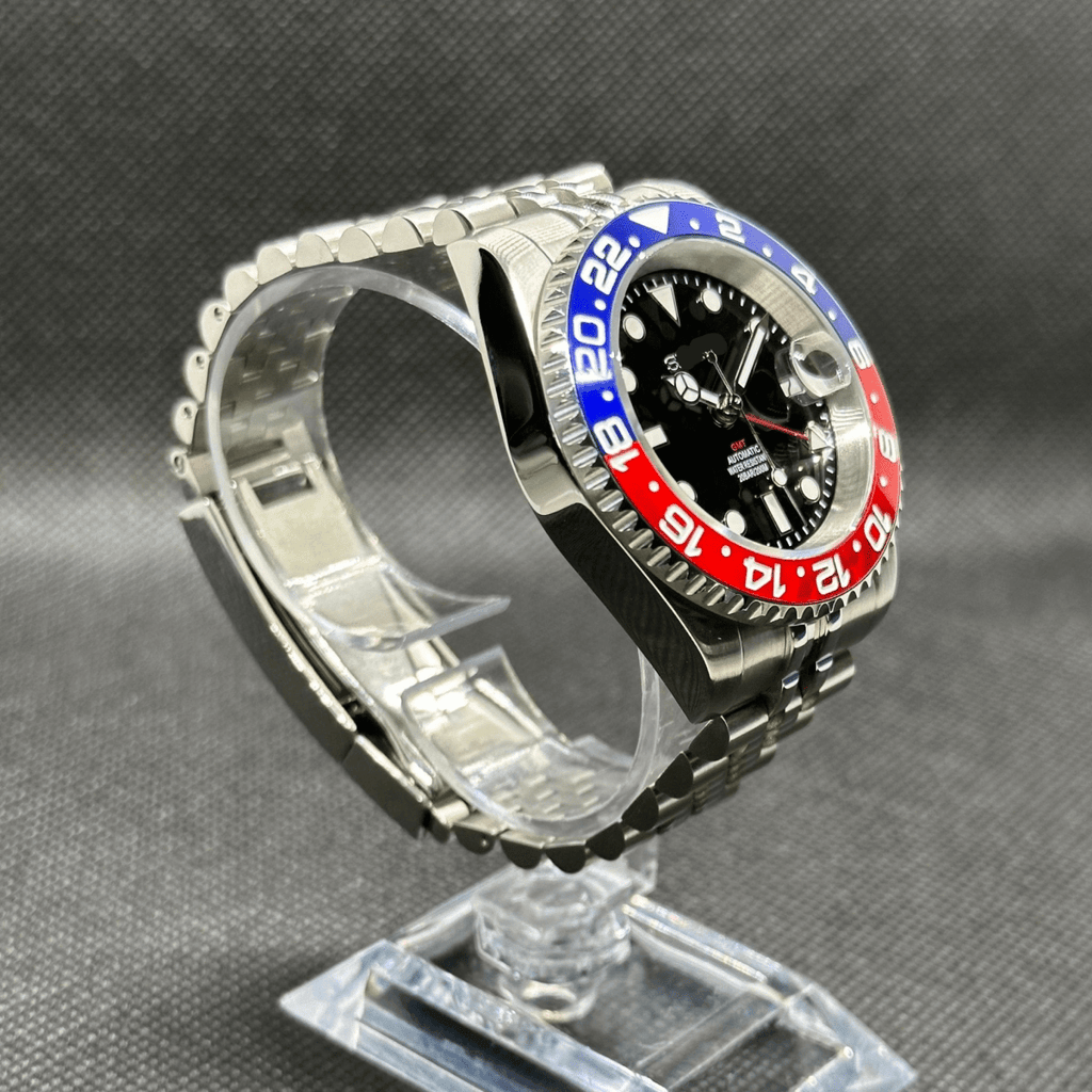GMT Mod "Pepsi" Watch (Metallic Logo) - Somerville Watch Company