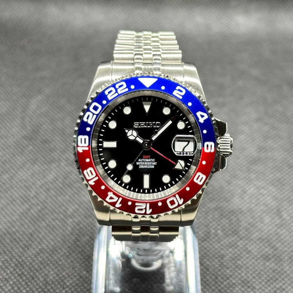 GMT Mod "Pepsi" Watch (Metallic Logo) - Somerville Watch Company