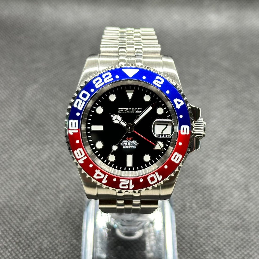 GMT Mod "Pepsi" Watch (Metallic Logo) - Somerville Watch Company