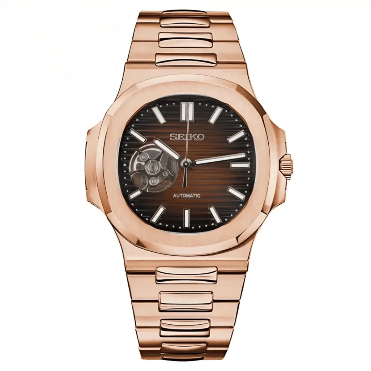 Nautilus Mod "Chocolate Skeleton" Watch - Somerville Watch Co.