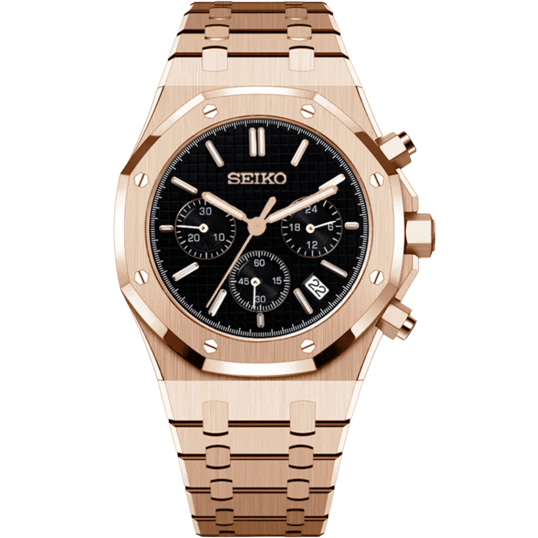 Octa Chronograph Mod "Rose Gold/Black" Watch - Somerville Watch Co.