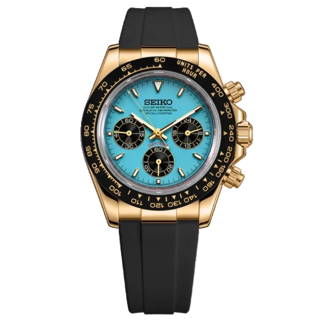 Speedway Mod "Tiffany Gold/Flex" Chronograph Watch - Somerville Watch Co.