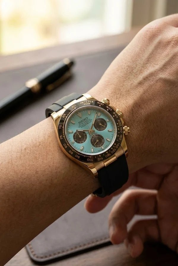 Speedway Mod "Tiffany Gold/Flex" Chronograph Watch - Somerville Watch Co.